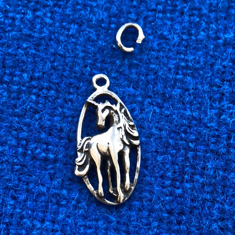 Vintage sterling silver pendant charm  unicorn